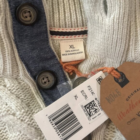 Weatherproof Vintage NWT SZ XL Natural button mock cable knit sweater timeless - Picture 12 of 14